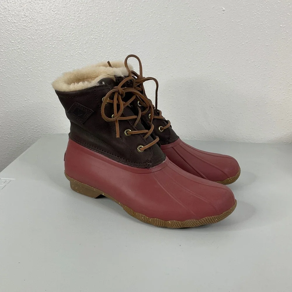 Sperry Pink Rubber Boots Size 8